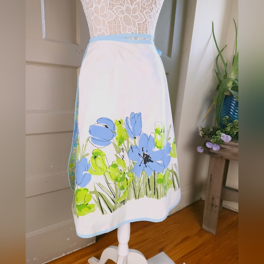 Reversible Wrap Skirt Handmade Vera Neumann Fabric 60s Floral Prints One Size - Picture 5 of 16